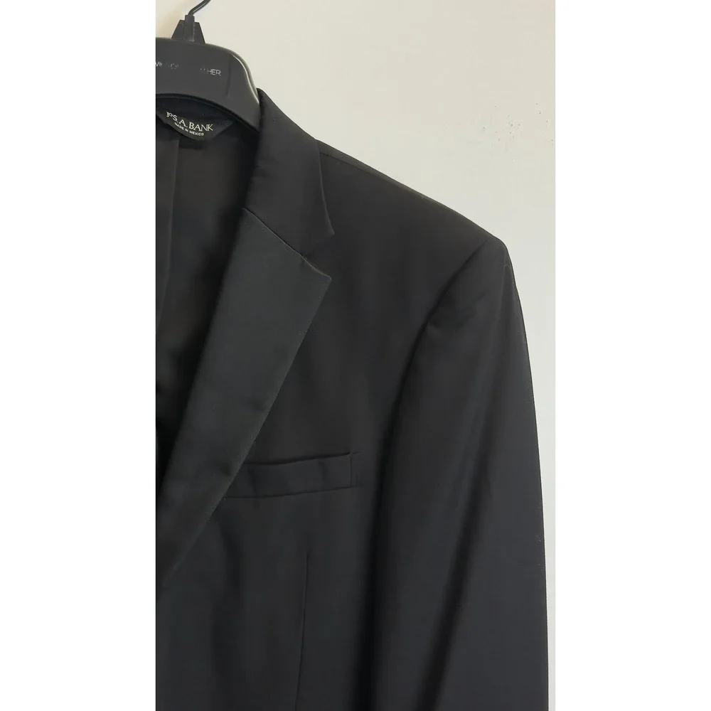 Jos.A Bank Mens Black Tuxedo Suit Jacket‎ 41R Pants 36X28 Cummerbund Formal 3 Pc